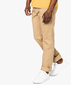 pantalon homme 5 poches coupe regular en toile unie brun1623101_1