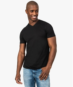 GEMO Tee-shirt homme ajusté à manches courtes et col V Noir