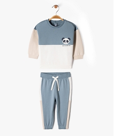 GEMO Ensemble 2 pièces sweat et jogging en molleton douillet bébé garçon bleu standard