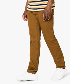 pantalon homme 5 poches coupe regular en toile unie orange3886201_1