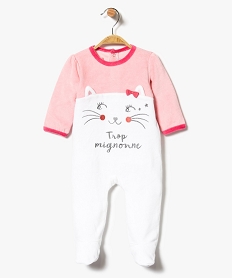 GEMO Pyjama en velours pour bébé fille motif chat Blanc