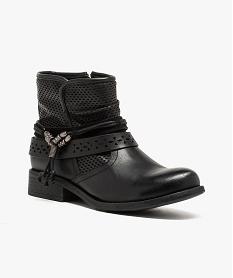 boots doubles brides avec detail bijou noir bottines et boots5656601_2