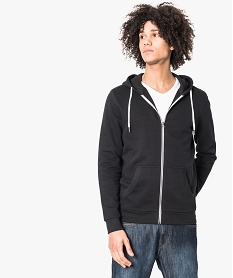 GEMO Sweat homme zippé uni à capuche Noir