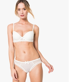 GEMO Slip en dentelle et plumetis Beige