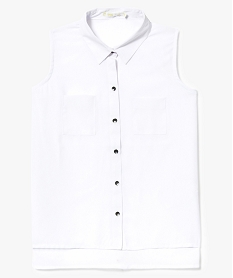 GEMO Chemise sans manches unie et fluide Blanc