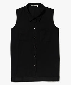 GEMO Chemise sans manches unie et fluide Noir