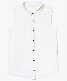 GEMO Chemise fluide bimatière sans manches Blanc