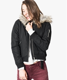 blouson bomber   avec capuche noir manteaux6578401_1