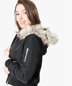 blouson bomber   avec capuche noir manteaux6578401_2