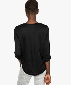 tee-shirt fluide pour femme avec manches longues retroussables noir t-shirts manches longues6602201_3