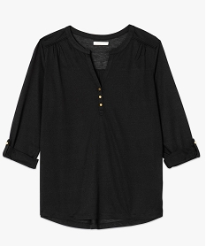 tee-shirt fluide pour femme avec manches longues retroussables noir t-shirts manches longues6602201_4