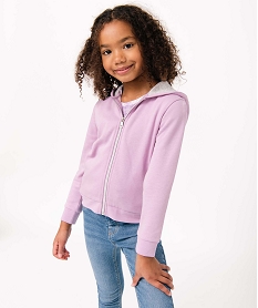 GEMO Sweat zippé à capuche intérieur molletonné fille Violet