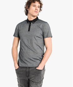 polo a manches courtes col chemise gris7125701_1