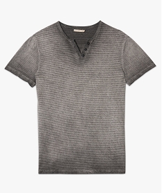 tee-shirt delave a manches courtes col tunisien gris polos7129601_4