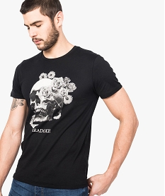 GEMO Tee-shirt à manches courtes avec motif sur lavant Noir