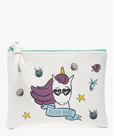 GEMO Petite pochette zippée à motif estival Blanc