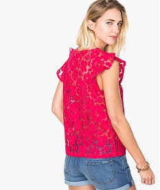 tee-shirt transparent en dentelle fleurie rose blouses7228601_3