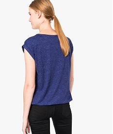 tee-shirt ample taille elastiquee avec details pailletes bleu t-shirts manches courtes7260201_3
