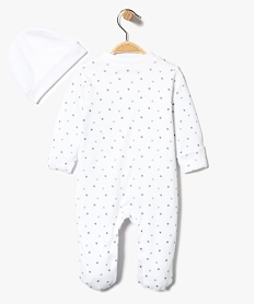 ensemble pyjama et bonnet avec motifs etoiles en coton bio blanc7327901_2