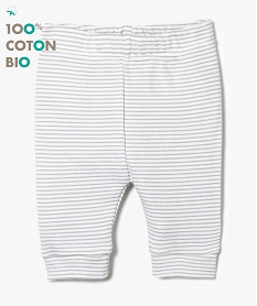 pantalon raye en jersey de coton bio blanc7333201_1