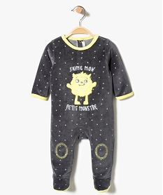 GEMO Pyjama en velours motif étoiles et monstre Gris