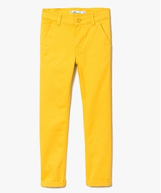 GEMO Pantalon garçon chino à revers Jaune