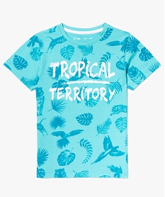 tee-shirt manches courtes avec motifs tropicaux bleu tee-shirts7467301_1