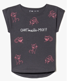 tee-shirt a manches courtes imprime chats gris tee-shirts7509401_1