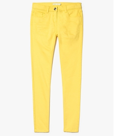 GEMO Pantalon fille uni coupe slim 5 poches Jaune