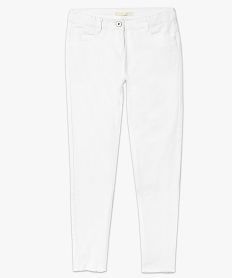 GEMO Pantalon en toile stretch bas frangés Blanc