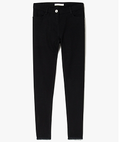 GEMO Pantalon en toile stretch bas frangés Noir