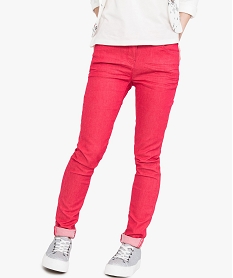 GEMO Pantalon slim uni effet plissé Rouge