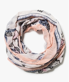 GEMO Foulard snood imprimé végétal Rose