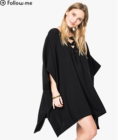 GEMO Pull oversize avec décolleté lacets Noir