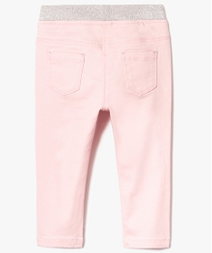 pantalon en toile avec taille elastiquee pailletee rose pantalons7569301_2