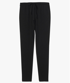 pantalon en crepe uni avec ceinture elastiquee noir7592001_4