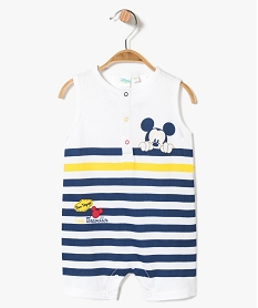 GEMO Combishort sans manches rayé - Mickey Mouse Blanc