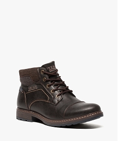 boots homme a lacets avec semelle crantee et col rembourre brun bottes et boots7656301_2