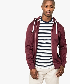 GEMO Sweat homme zippé uni à capuche Rouge