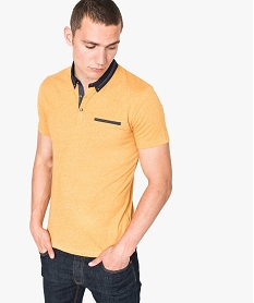 tee-shirt a manches courtes col polo a liseres fantaisie jaune polos7759901_1