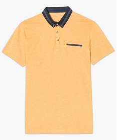 tee-shirt a manches courtes col polo a liseres fantaisie jaune7759901_4