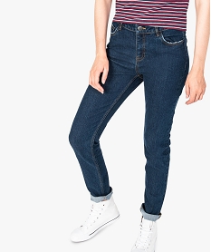 jean slim taille haute avec usures aux poches et dans le bas gris pantalons jeans et leggings7782801_1