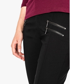 pantalon ajuste en stretch avec zips noir7788901_2