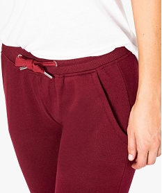 pantalon de jogging femme en jersey molletonne rouge7801101_2