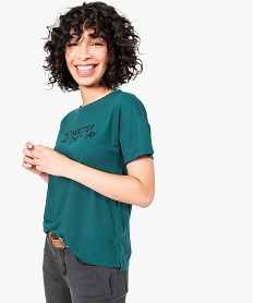 GEMO Tee-shirt femme fluide à manches courtes avec imprimé Vert