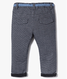 pantalon droit texture avec cordon de serrage a la taille gris pantalons7835601_2