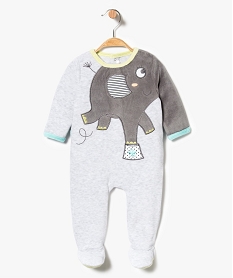 GEMO Pyjama dors-bien en velours motif éléphant de cirque Blanc