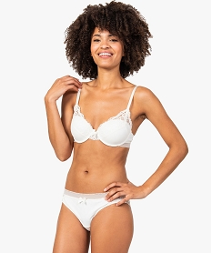 GEMO Slip en microfibre et dentelle Beige