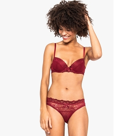 GEMO Culotte femme en dentelle et voile plumetis Rouge