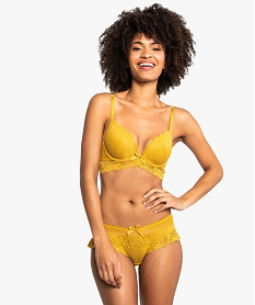 GEMO Shorty en dentelle avec volants sur les hanches Jaune